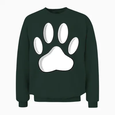 White Dog Paw Newsprint Unisex Sweatshirt - Forest