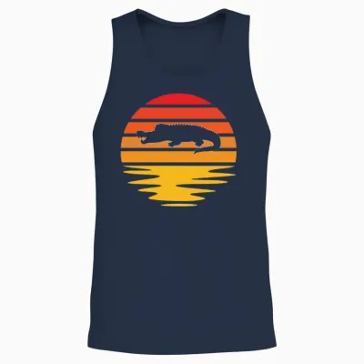 Crocodile Retro Unisex Tank Top - Navy