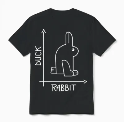 Duck or Rabbit Optical Illusion Unisex T-Shirt - Black