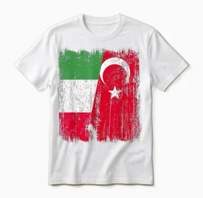 Italien Türkei Halbflagge Türkei Italienisch Türkisch Erbe Unisex T-Shirt - White