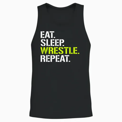 Eat Sleep Wrestle Repeat - Cool Wrestling Unisex Tank Top - Black