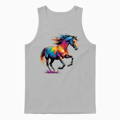 Rainbow Horse Splash Unisex Tank Top - Ash