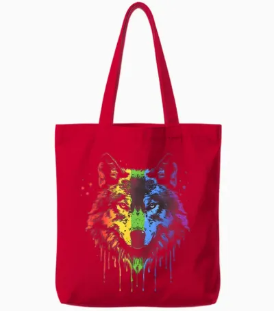 Lgbt Gay Pride Watercolour Wolf Lgbtq Rainbow Lesbian Pride Tote Bags - Red