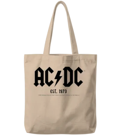 Ac/dc Black Logo Est. 1973 Tote Bags - Natural