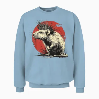 Punk Rock Rat Unisex Sweatshirt - Light Blue