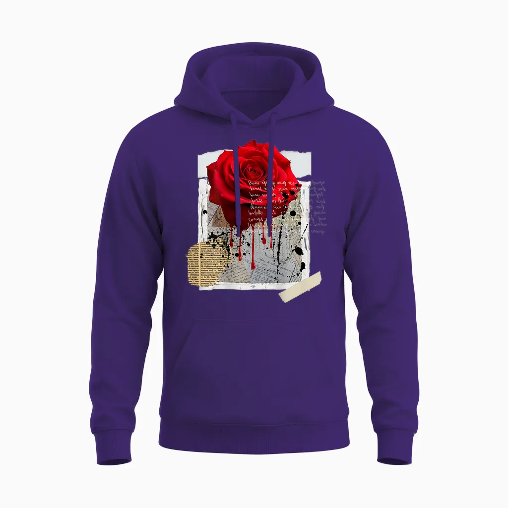 Streetwear Graphic Dark Floral Urban Aesthetic, Mens Fashion Unisex Hoodie in Purple