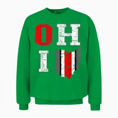 Vintage Ohio Tee State of Ohio Map Women Men Unisex Sweatshirt - Irish Green