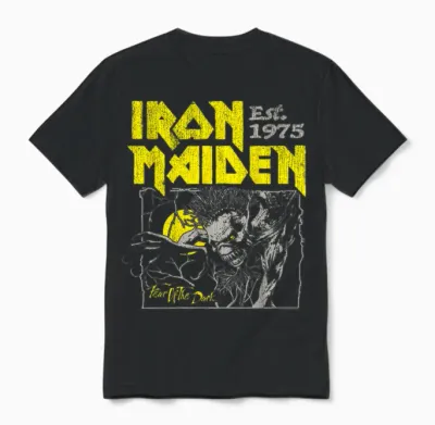Iron Maiden - Fear of the Dark Yellow Text Unisex T-Shirt - Black