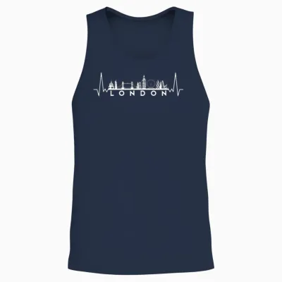 Heartbeat Skyline Uk London Unisex Tank Top - Navy