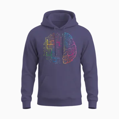 Brain Chip Ai T-Shirt | Informatik, Künstliche Intelligenz | Unisex-Erwachsene, Schwarz, S Unisex Hoodie - Heather Sport Dark Navy