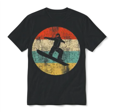 Snowboarding Vintage Retro Snowboarder Unisex T-Shirt - Black