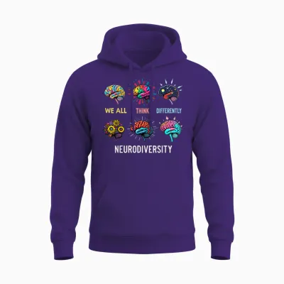 We All Think Differently Neurodiversity Autismus Mental Health Unisex Hoodie - Purple