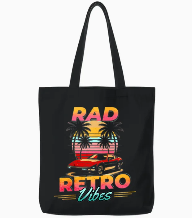 Rad Retro Vibes Tote Bags - Black