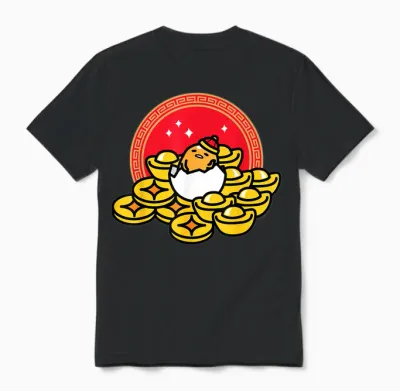 Gudetama the Lazy Egg Happy Lunar New Year Unisex T-Shirt - Black