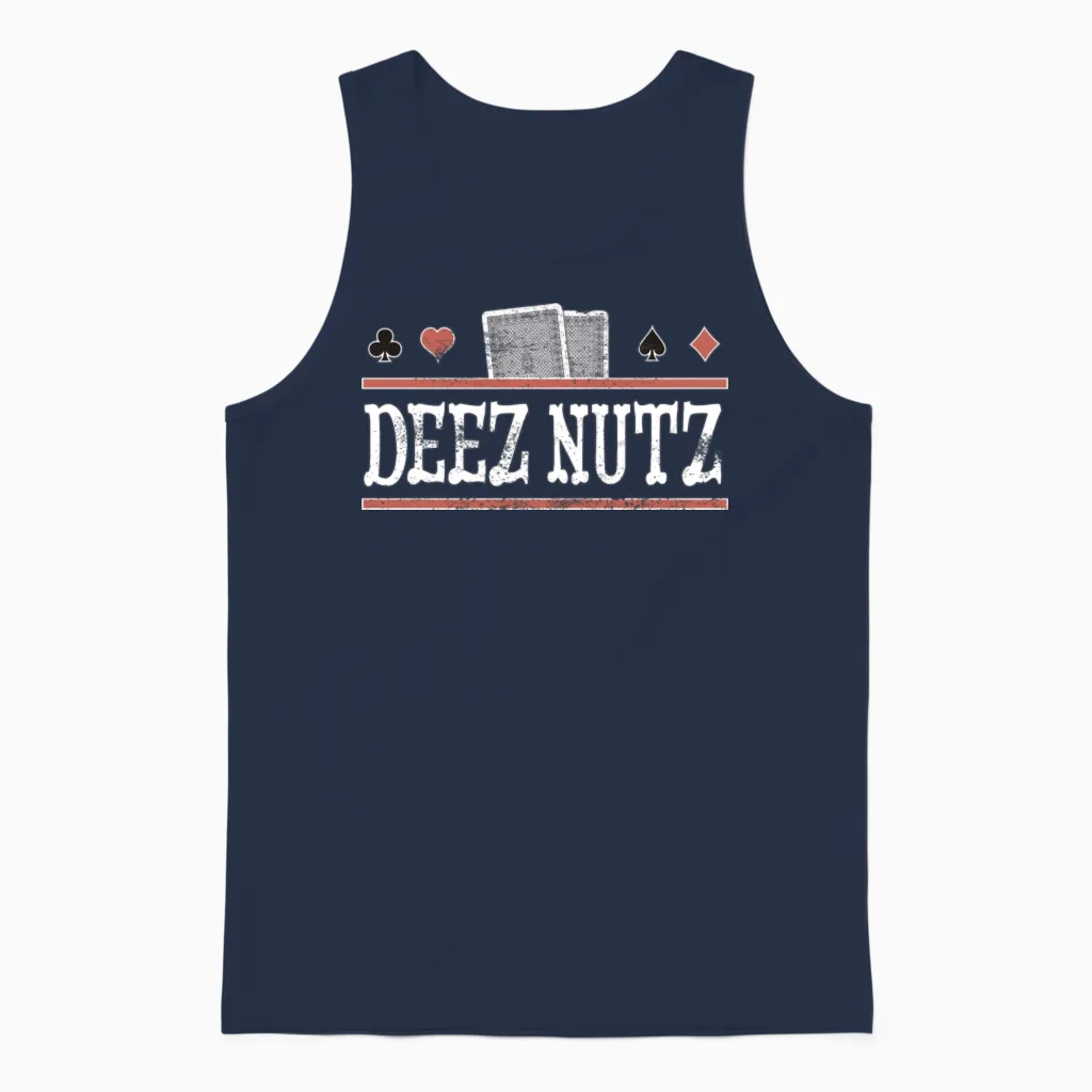 Deez Nuts Funny Poker Player Unisex Tank Top in Navy