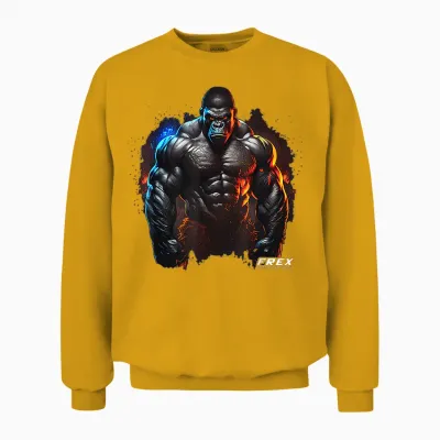 Frex Animal Gym-Wear Gorilla Affe Damen Bodybuilding Workout Motivations-T-Shirt Schwarz Kurzarm S Eu 34/36 Unisex Sweatshirt - Gold