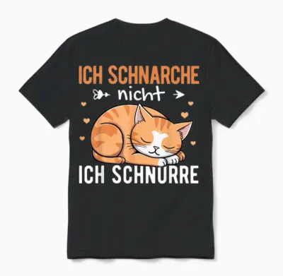 Schlafshirt Damen Herren Pyjama Ich Schnarche Nicht Katze Unisex T-Shirt - Black