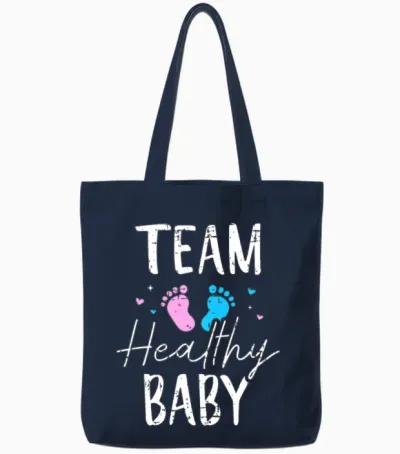Funny Gender Reveal Team Healthy Baby Party Suppli Tote Bags - Navy