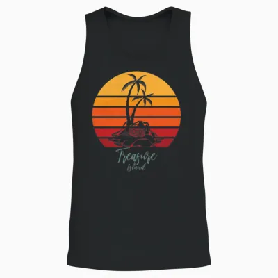 Treasure Island - Sunset Retro Vintage Style Unisex Tank Top - Black