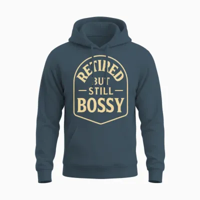 Retired but Still Bossy - Funny Vintage Retirement Unisex Hoodie - Dark Heather