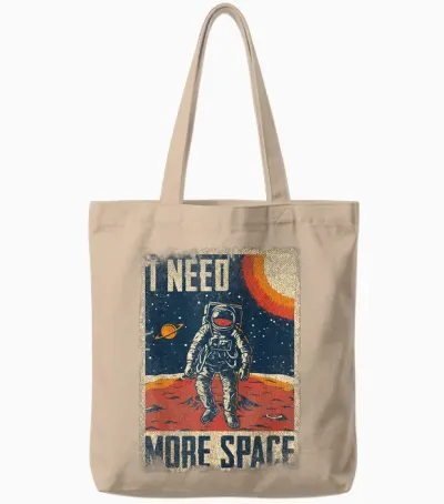 Funny Quote Space Man Astronaut Retro I Need More Space Tote Bags - Natural