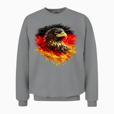 Deutscher Adler Heimatliebe Schwarz Rot Gold Deutschland Unisex Sweatshirt - Sport Grey