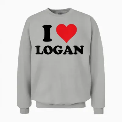 I Heart Logan First Name I Love Personalized Stuff Unisex Sweatshirt - Ash