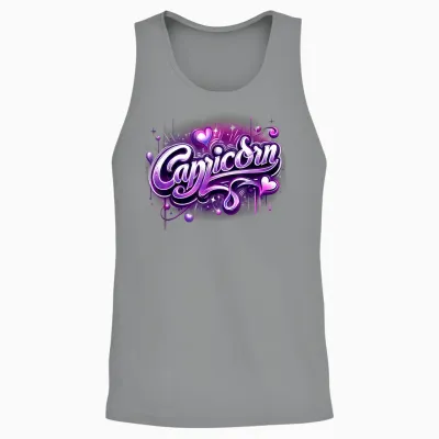 Zodiac Sign Capricorn Pink and Purple Unisex Tank Top - Sport Grey