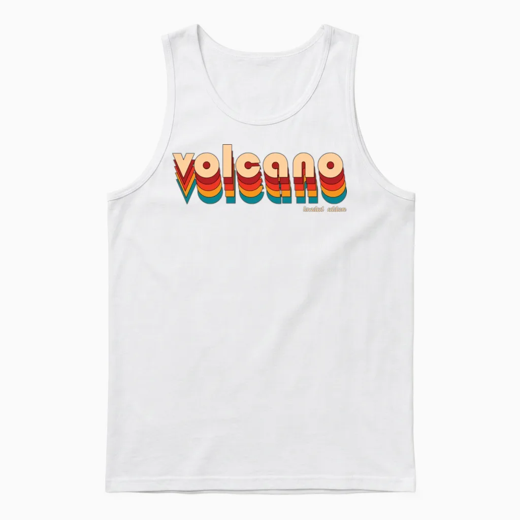 Volcano Retro Unisex Tank Top in White