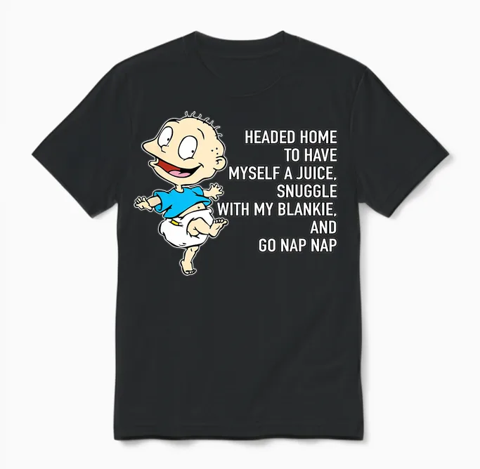 Tommy Pickles - Juice, Blankie & Nap Nap Unisex T-Shirt in Black