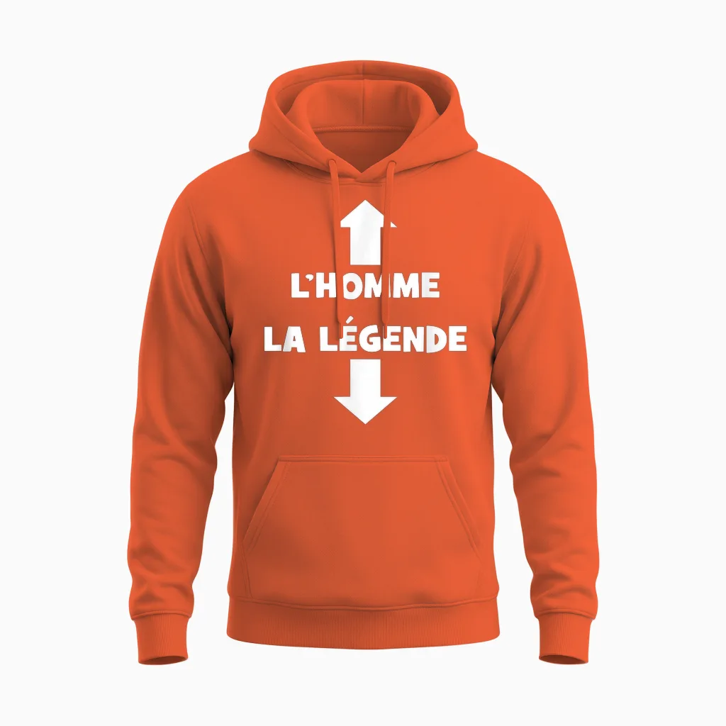 Men's Birthday Gift Original Humour Funny the Legend Unisex Hoodie in Orange