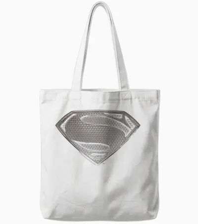 Superman Man of Steel Desaturated T-Shirt, Black Tote Bags - White