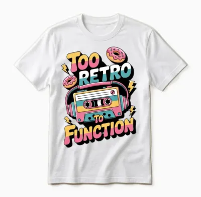 90s Retro – Too Retro to Function Unisex T-Shirt - White