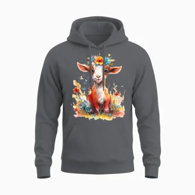 Baby Ziege Mit Blumen Süße Ziegen Mädchen Tochter Unisex Hoodie - Charcoal