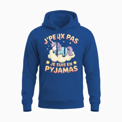 Je Peux Pas Je Suis En Pyjama Unicorn Funny Relaxation Unisex Hoodie - Royal