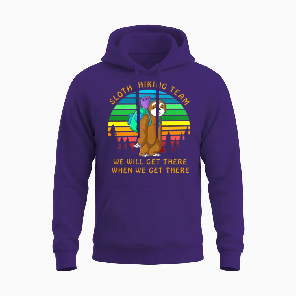 Sloth Hiking Team & Outdoors Unisex Hoodie in Purple