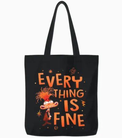 Disney Pixar Inside Out 2 Everything Is Fine Anxiety Logo Tote Bags - Black