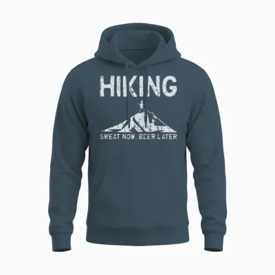 Hiking: Sweat Now, Beer Later - Hiking Unisex Hoodie - Dark Heather