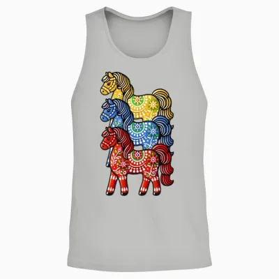 Swedish Dala Horse, Scandinavian Sverige Sweden Unisex Tank Top - Ash