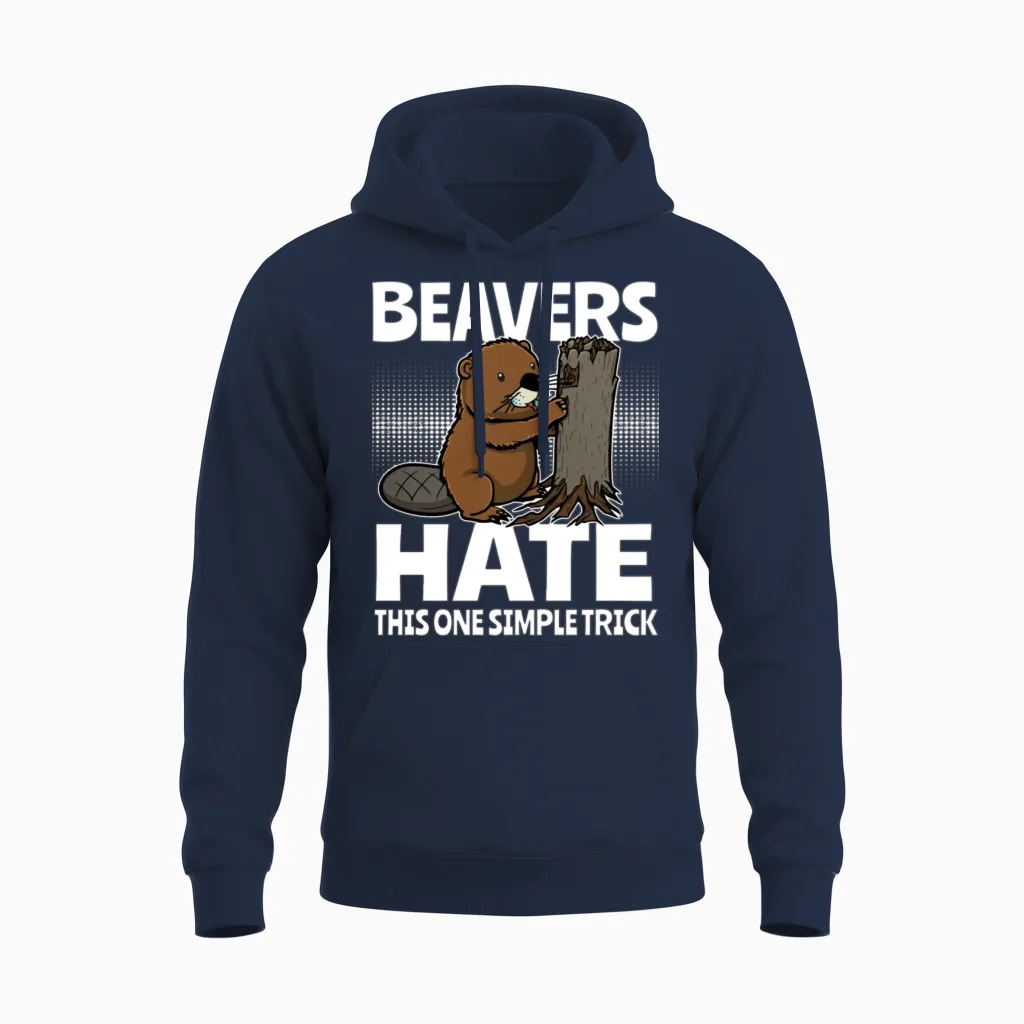 Funny Beaver Arborist Unisex Hoodie in Navy
