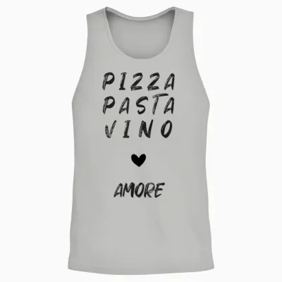 Pizza Pasta Vino Amore Unisex Tank Top - Ash
