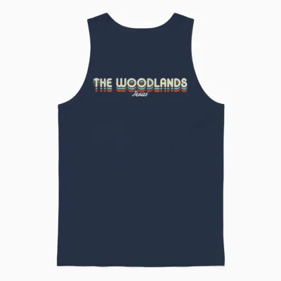 Retro the Woodlands Texas Unisex Tank Top - Navy