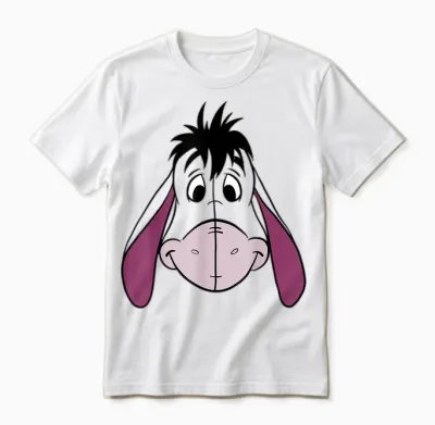 Disney Winnie the Pooh Eeyore Big Face T-Shirt, Blue, S Unisex T-Shirt - White