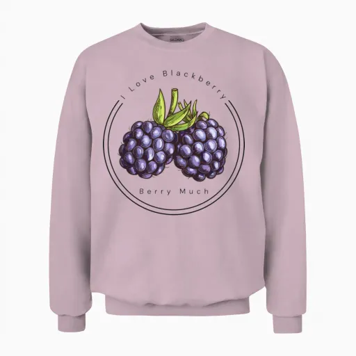 I Love Blackberry Berry Much Unisex Sweatshirt in Light Pink