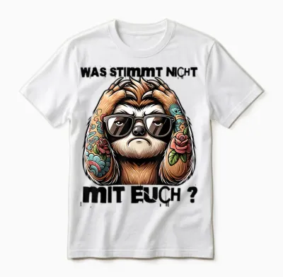 T-Shirt with German Text "ich Hasse Menschen - Was Stimmt Denn Mit Dir Nicht ", White Unisex T-Shirt - White