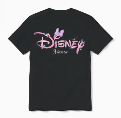 Disney Mama Minnie Mouse Logo Family Trip Mother's Day Gift T-Shirt, Black Unisex T-Shirt - Black