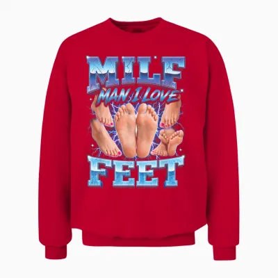 Mann Ich Liebe Füße Bootleg Lustig Milf Unisex Sweatshirt - Red