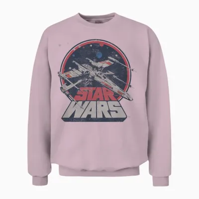 Star Wars X-Wing Starfighter Vintage T-Shirt, Black Unisex Sweatshirt - Light Pink