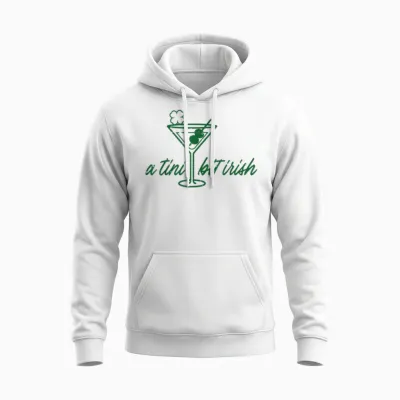 St Patricks Day a Tini Bit Irish Saint Paddys Men Women Unisex Hoodie - White