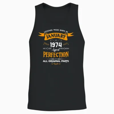 Legends Were Born in January 1974 Unisex Tank Top - Black